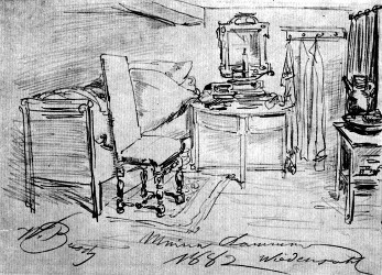 Wilhelm Busch: Meine Kammer in Wiedensahl. Bleistift, 1882