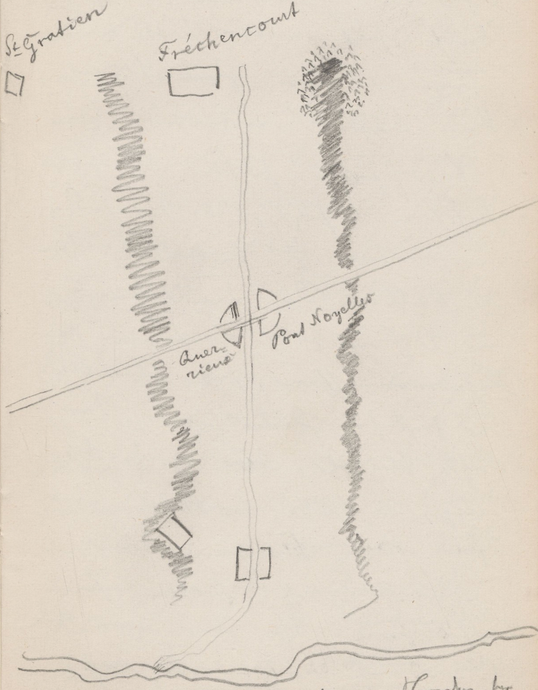 Lageplan des Schlachtfelds; Schlachtfeld an der HallueSchlachtfeldanderHallueHallue (Fluss), HalueSchlachtfeld an der Hallue.