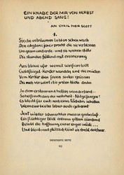 Die Lieder von Traum und Tod: Ein Knabe der mir von Herbst und Abend sang: 1, Siebzigste Seite (GAW 5, S. 112)