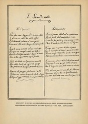 Abschrift des etwa Vierzehnjährigen aus einer Petrarca-Auslese. Umrahmung ursprünglich rot und schwarz · Titel rot. Verkleinert (GAW 1, S. 132)