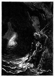 Die Fluth dringt in die Grotte. (S. 327.)