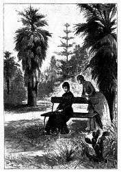 ... indem sie entweder auf einer Bank saß oder am Arme Janes spazieren ging. (S. 56.)