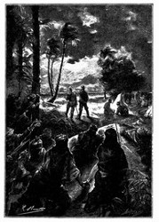 Gegen dreißig Eingeborne stürzten über das Lager. (S. 171.)