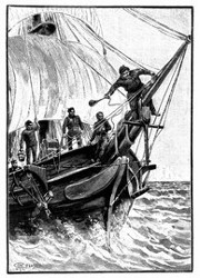 Der Hochbootsmann ließ eine lange Leine ins Meer laufen. (S. 195.)
