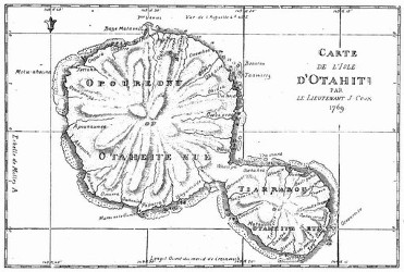 Karte der Insel Otahiti. [Facsimile, Alter Kupferstich.] (S. 72.)