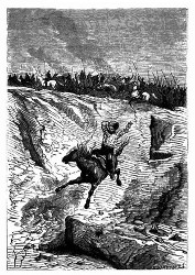 Das führerlose, blinde Pferd stürzte mit seinem Reiter. (S. 319.)