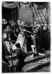 Elisabeth verlieh Drake den Titel eines Ritters. (S. 479.)