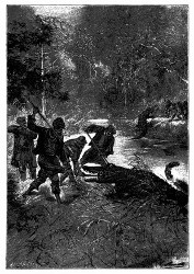 Kapitän Sarol und seine Malayen griffen die Krokodile herzhaft an. (S. 293.)